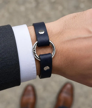 Rizz - Dark Denim Blue Leather Bracelet (Unisex)