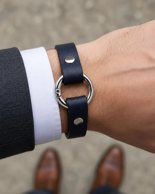 Rizz - Dark Denim Blue Leather Bracelet (Unisex)