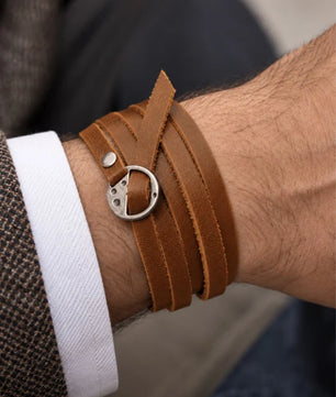 Orbit - Tan Brown Wrap-around Leather Bracelet