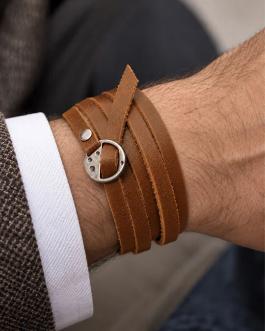 Orbit - Tan Brown Wrap-around Leather Bracelet