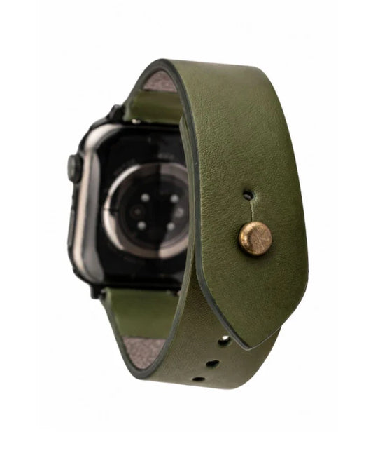 Olive Green Apple Watch Strap - Leather Strap