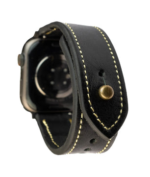 Black/beige Leather Apple Watch Strap - Exclusive Collection - The Stellar