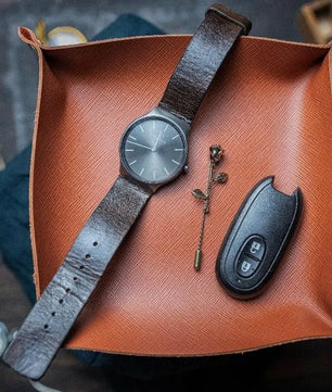 The Chouette - Tan Orange Leather Trinket Tray