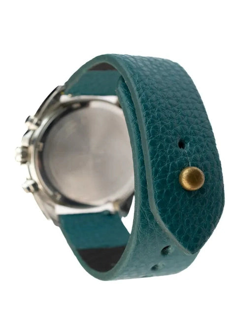 Teal Blue Leather Watch Strap - Quick Release Pins - The Hermoso