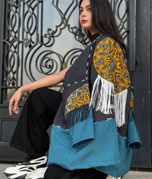 Black & Blue | Handmade Premium Cardigan | Winter Wrap