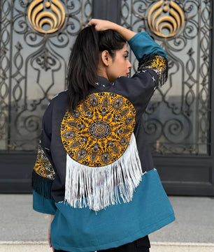 Black & Blue | Handmade Premium Cardigan | Winter Wrap