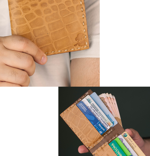The Elegancia - Veg-Tan Croc Leather Bi-Fold Wallet