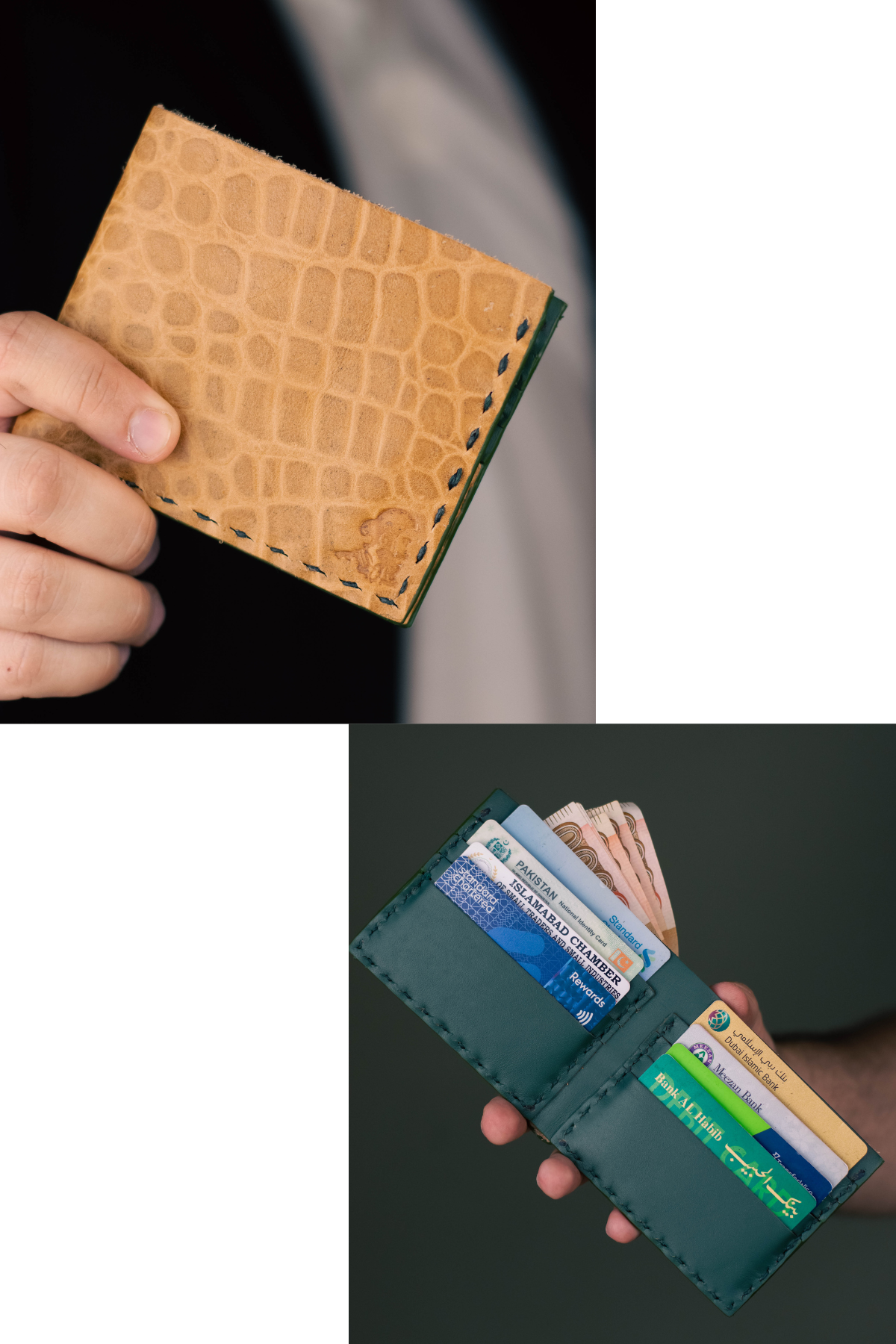 The Elegancia - Veg-Tan Croc Leather Bi-Fold Wallet