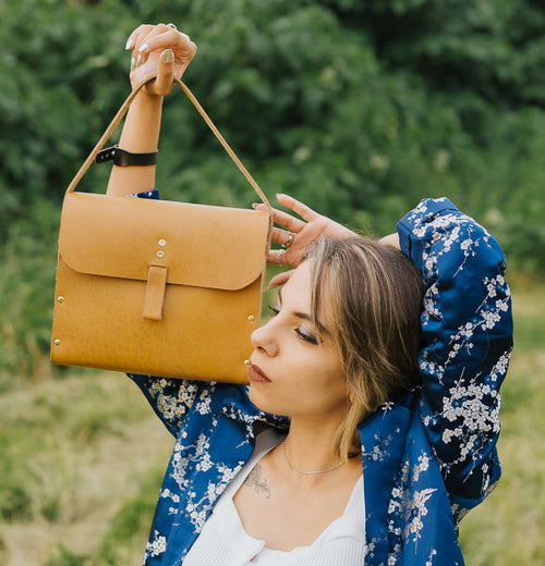 Voguish - Veg Tan Leather Handbag for Ladies
