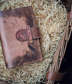 The Trésor - Leather Book Cover (Hand Dyed, Patina)