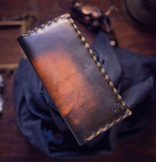 The Jules - Hand-Dyed Patina Leather Long Wallet