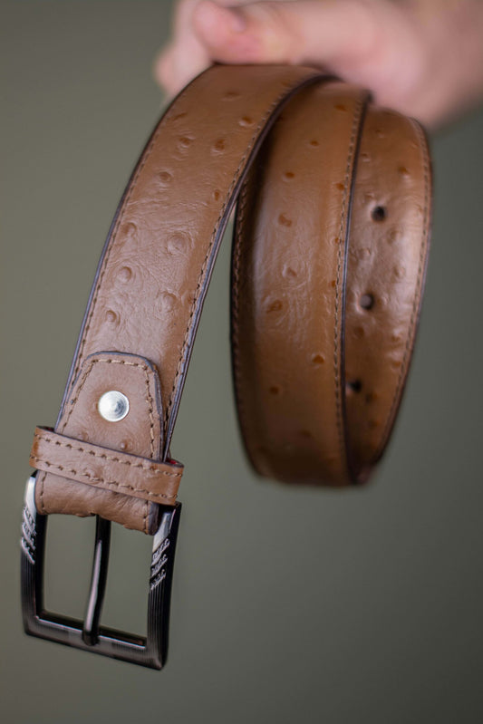 The Ostrich - Leather Belt - Cappuccino