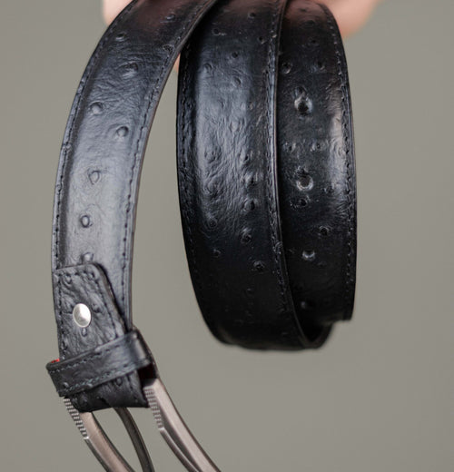 The Ostrich - Leather Belt - Black